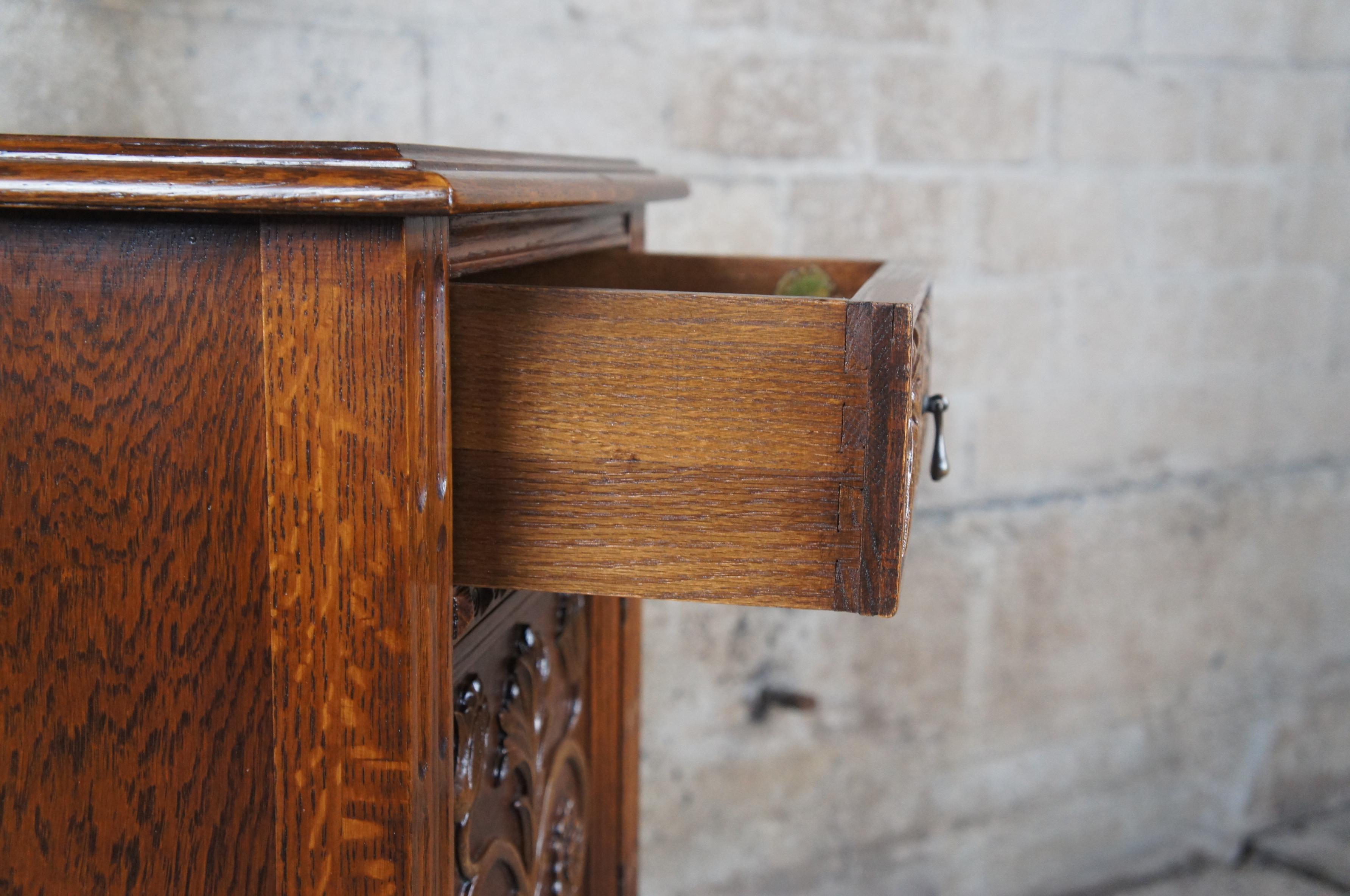 Antique American Furniture Gothic Oak Nightstand Bedside Table Pedestal Cabinet 3