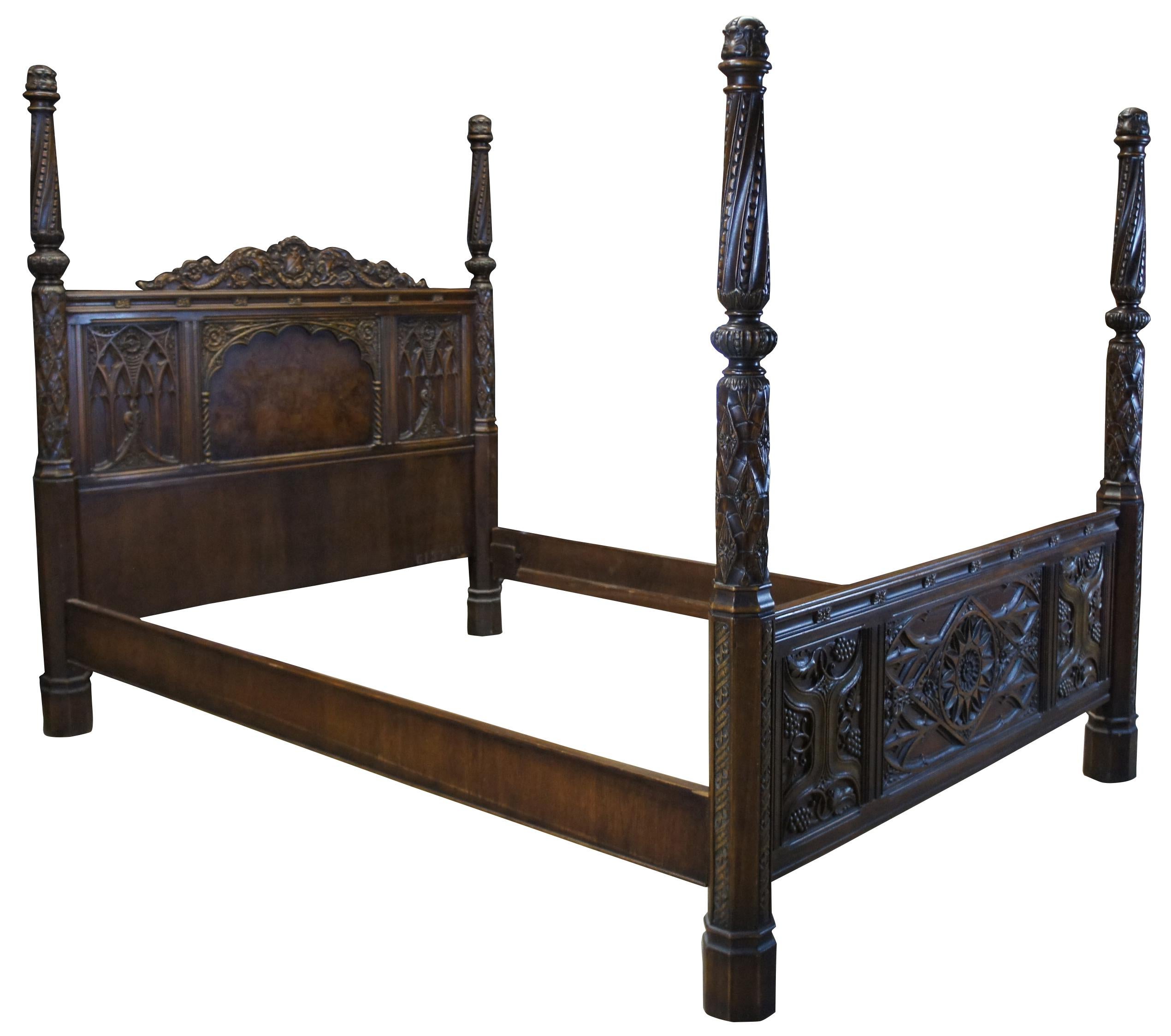 American Furniture Company Gothic or Spanish Renaissance Revival bed. Operating out of Batesville Indiana since 1899, they worked closely and collaborated in part with Romweber. Specializing in high grade bedroom suites and furniture. Made from