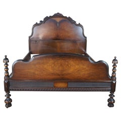 Cama de matrimonio American Furniture Jacobean Gothic Revival Walnut Burl