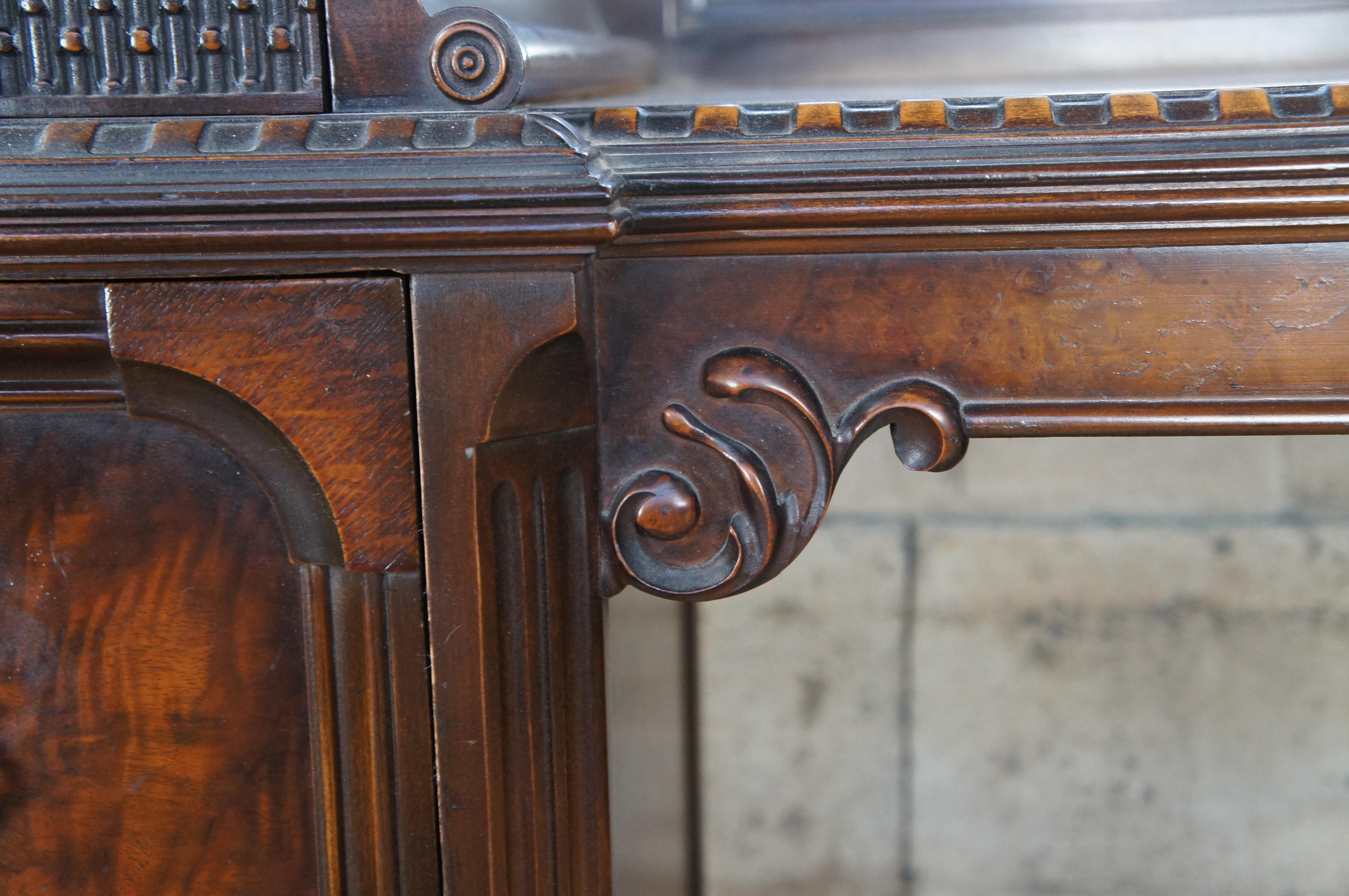 Antique American Furniture Jacobean Gothic Walnut Vanity Dressing Table & Bench 3