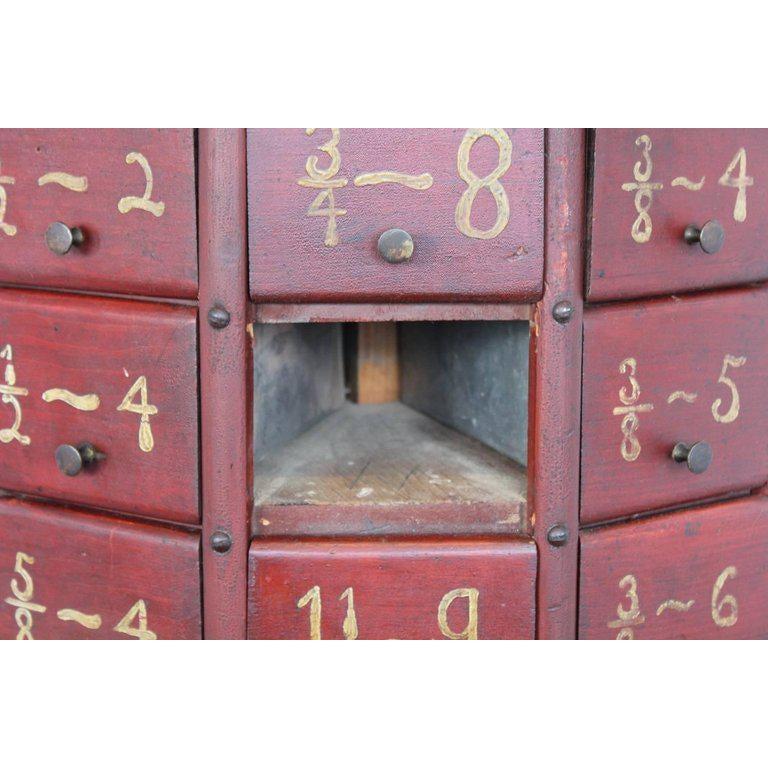 Primitive Antique American General Store Revolving Red Cabinet For Sale