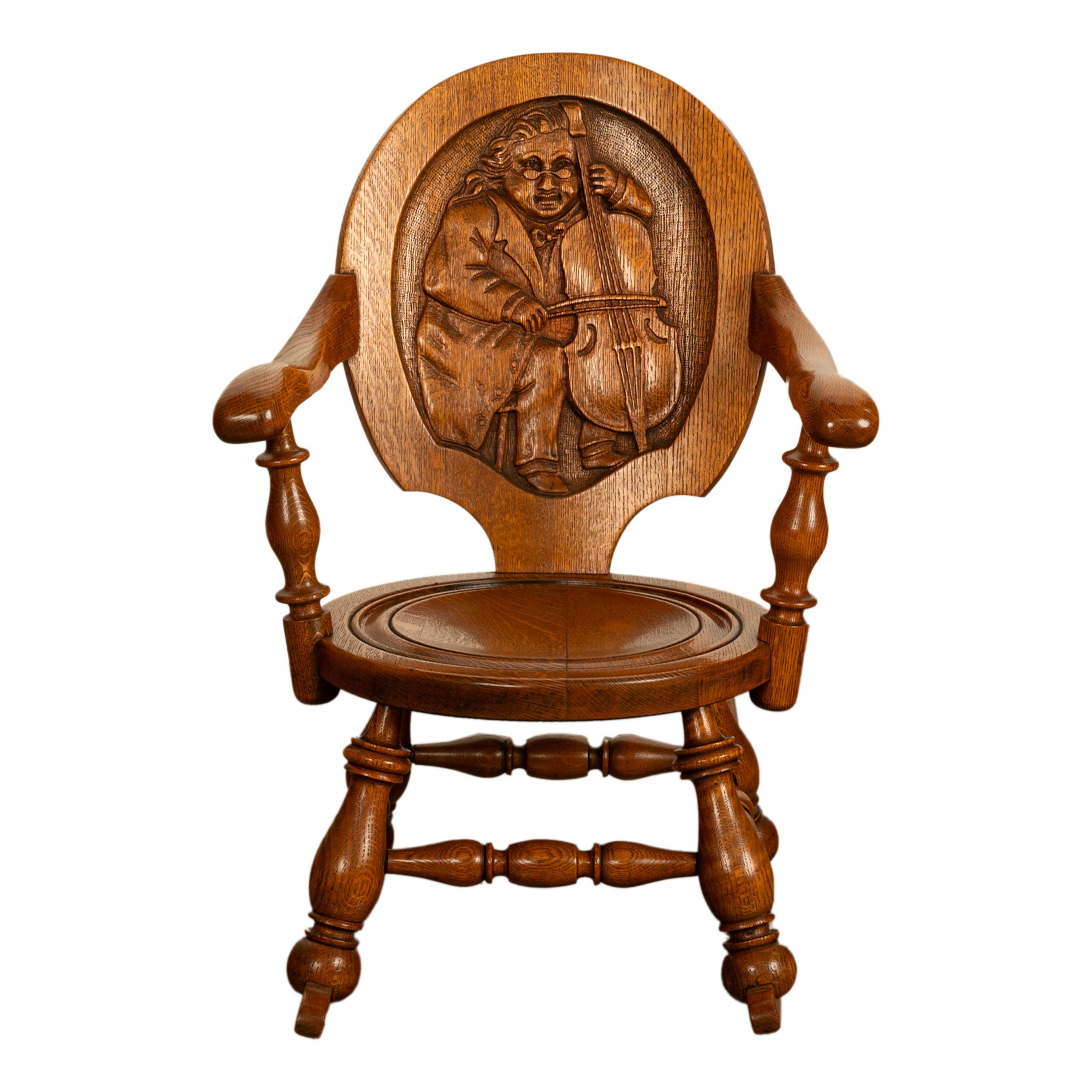 Antique American George Arndt Arts Crafts Oak Ben Franklin Rocking Chair NY 1900 5
