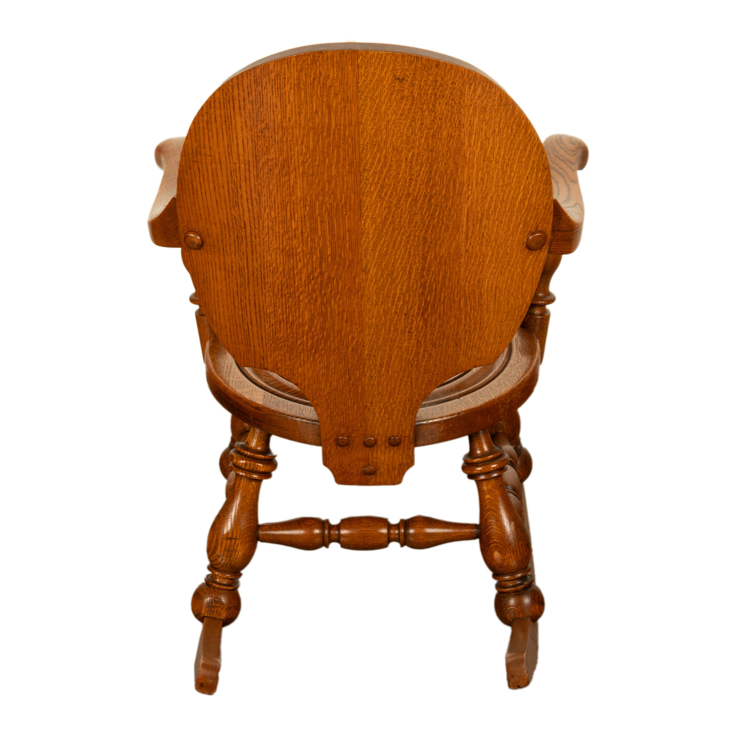 Early 20th Century Antique American George Arndt Arts Crafts Oak Ben Franklin Rocking Chair NY 1900