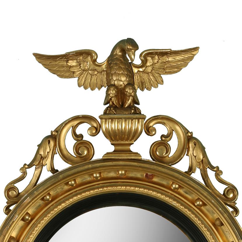 Antique American Gilt Convex Mirror with Eagle Detail For Sale at 1stDibs antique convex