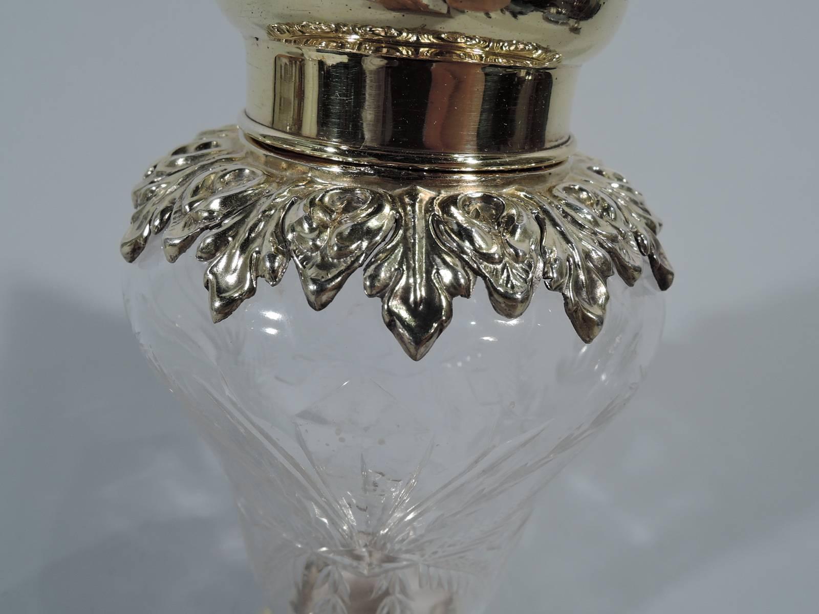 Antique American Gilt Sterling Silver and Crystal Sugar Shaker In Excellent Condition In New York, NY