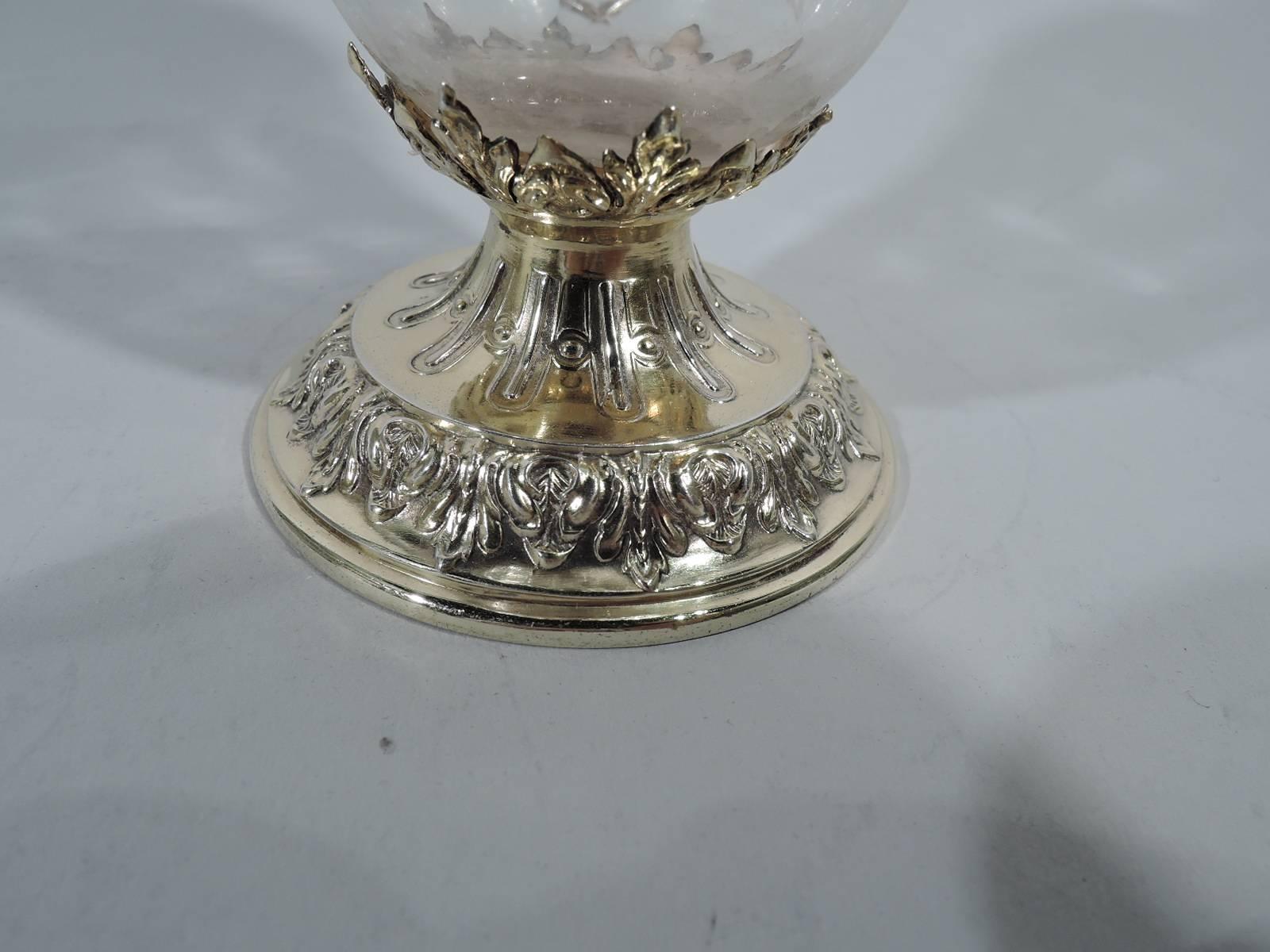 Antique American Gilt Sterling Silver and Crystal Sugar Shaker 1