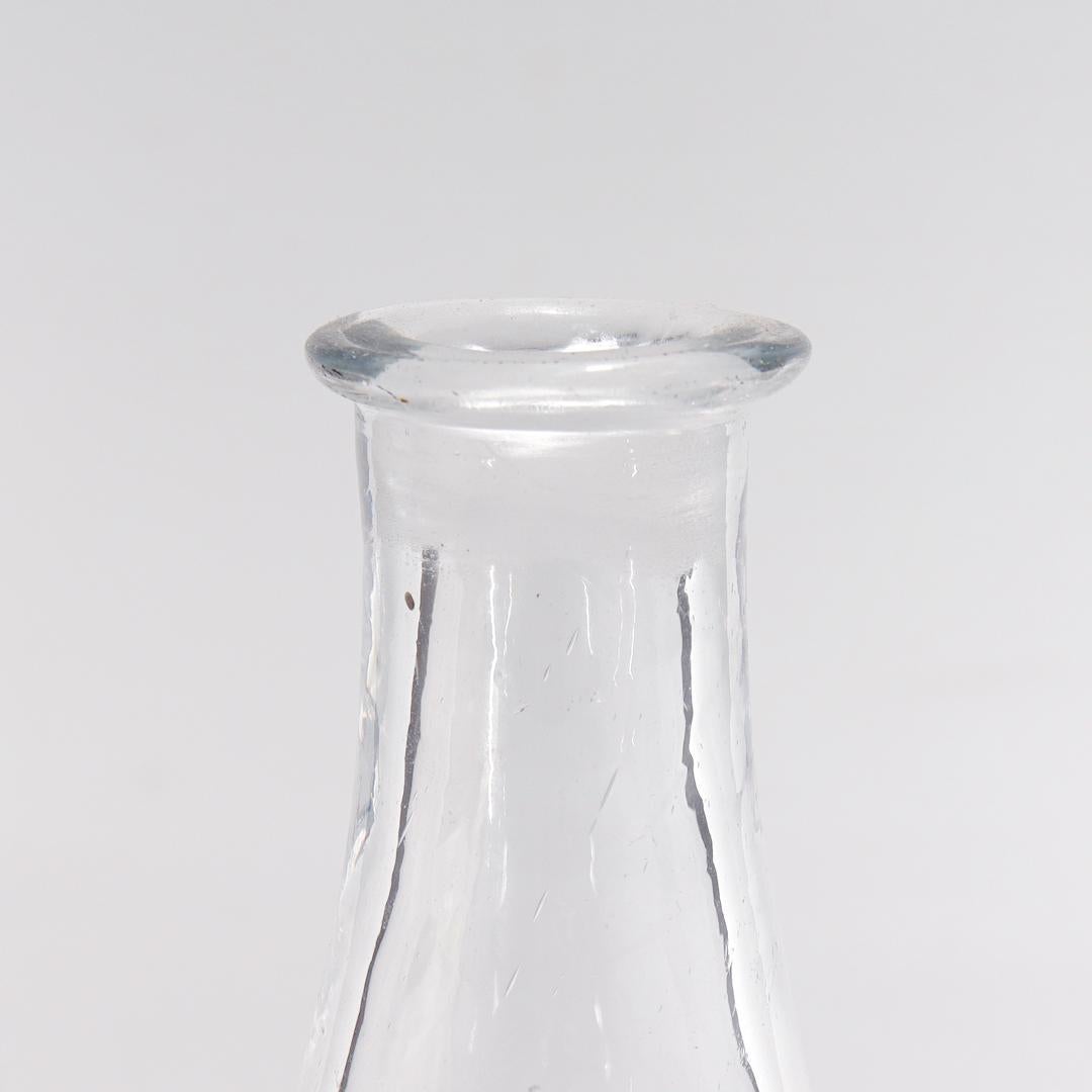 Antique American Glass Taper Wine Decanter & Mold Blown Stopper, 18th/19th C.  For Sale 5