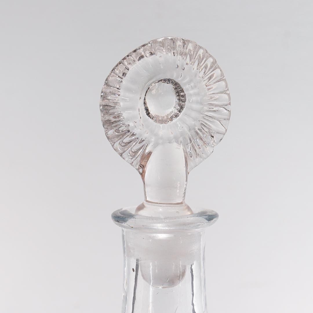 Antique American Glass Taper Wine Decanter & Mold Blown Stopper, 18th/19th C.  For Sale 6