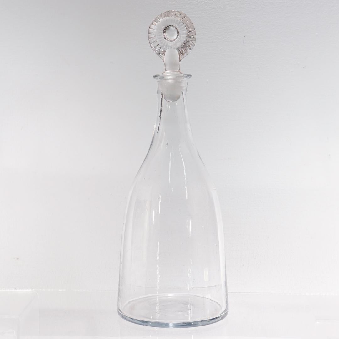 American Colonial Antique American Glass Taper Wine Decanter & Mold Blown Stopper, 18th/19th C.  For Sale