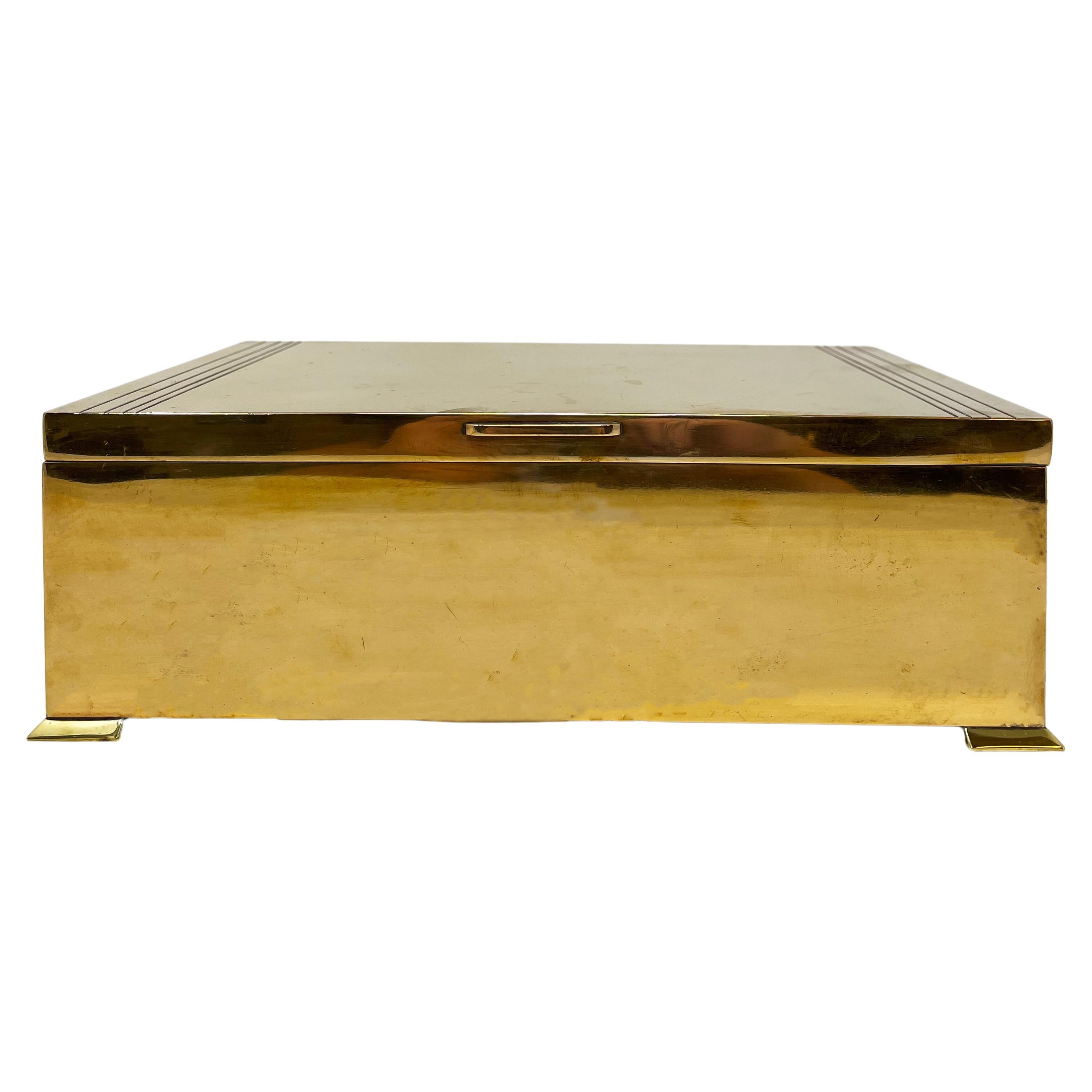 Antiker amerikanischer Humidor aus Goldbronze, ca. 1930er Jahre