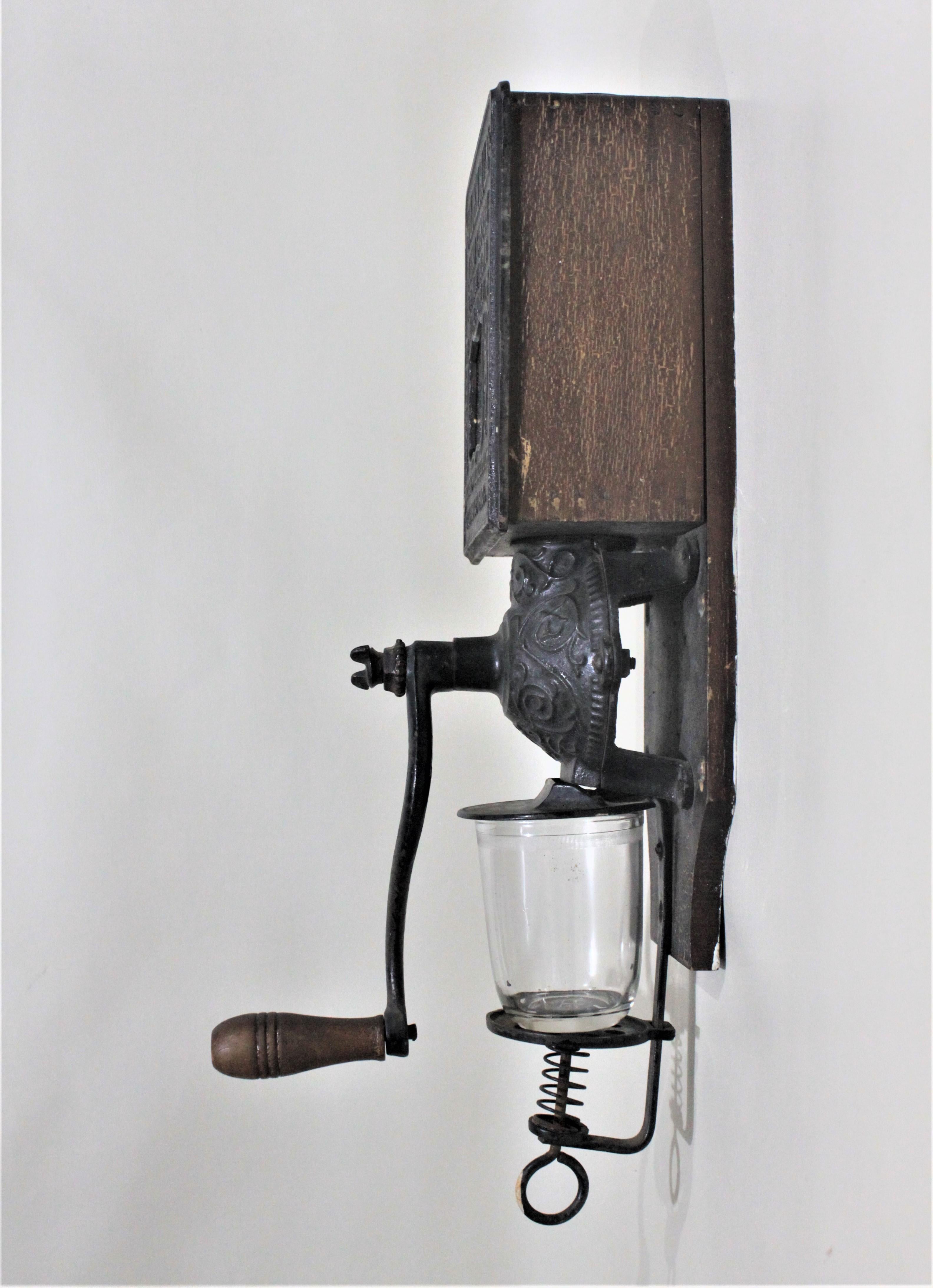 Late Victorian Antique American 'Golden Rule' Cast Iron Wall Mounted Advertising Coffee Grinder