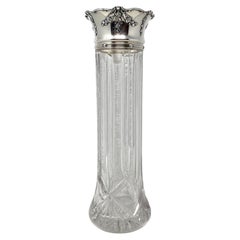 Antique American "Gorham Co" Sterling Silver Mounted Cut Crystal Vase Circa 1920
