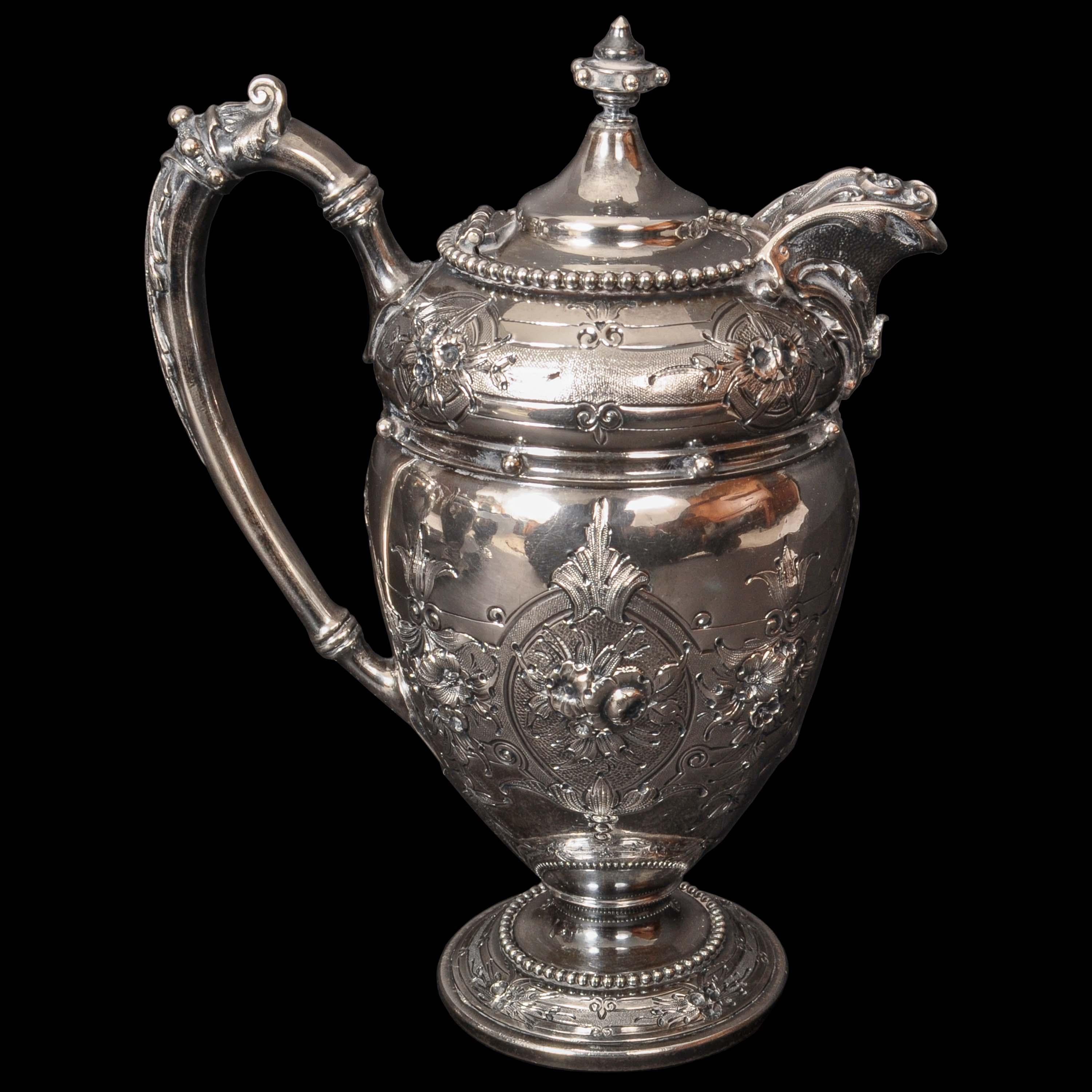 Mid-19th Century Antique American Gorham Coin Silver Mary Todd Lincoln Tea & Coffee Service, 1861 For Sale