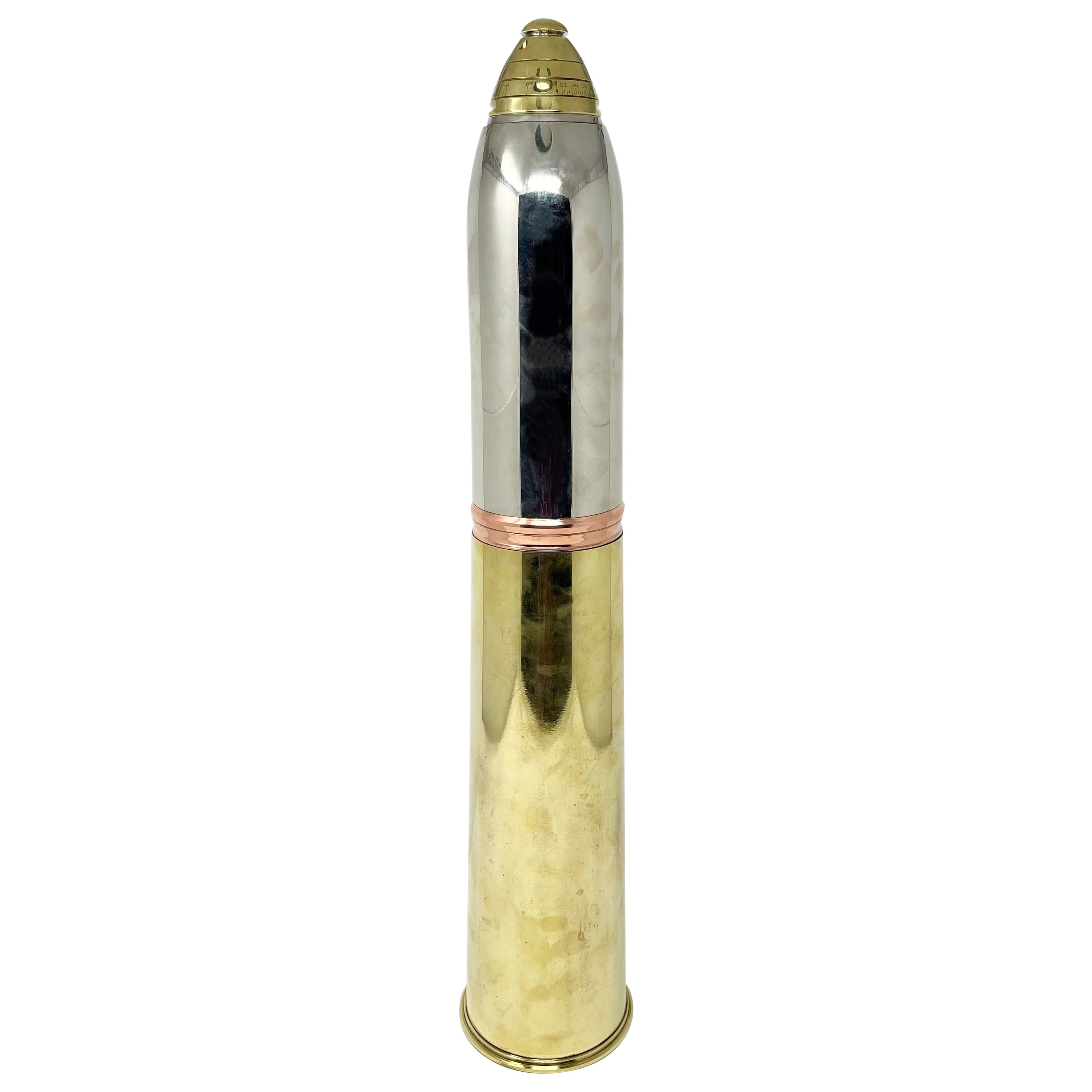Antike amerikanische Gorham Silver Plate Artillerie Shell Cocktail Shaker, CIRCA 1918