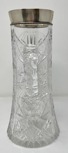 Antique American Gorham Sterling Silver & Cut Crystal Water Pitcher, circa 1890
