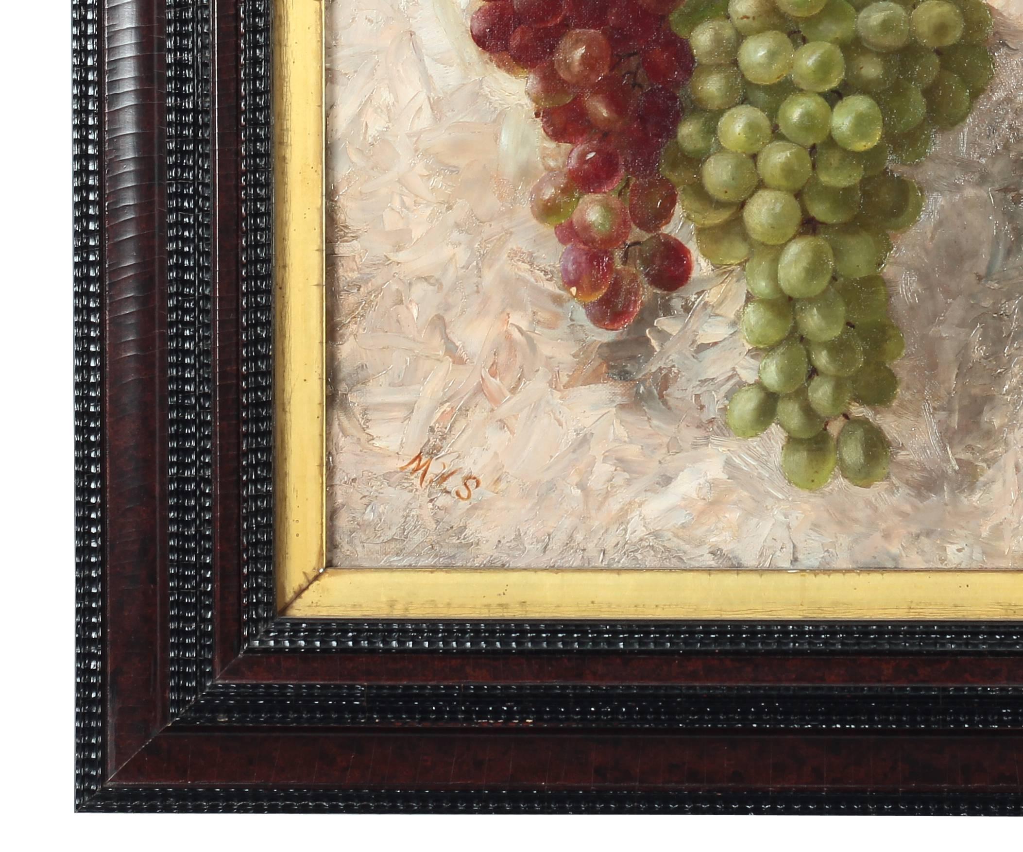 North American Antique American 'Grapes Still Life' Oil on Canvas Painting, 19th Century For Sale