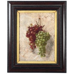 Antique American 'Grapes Still Life' Oil on Canvas Painting, 19th Century