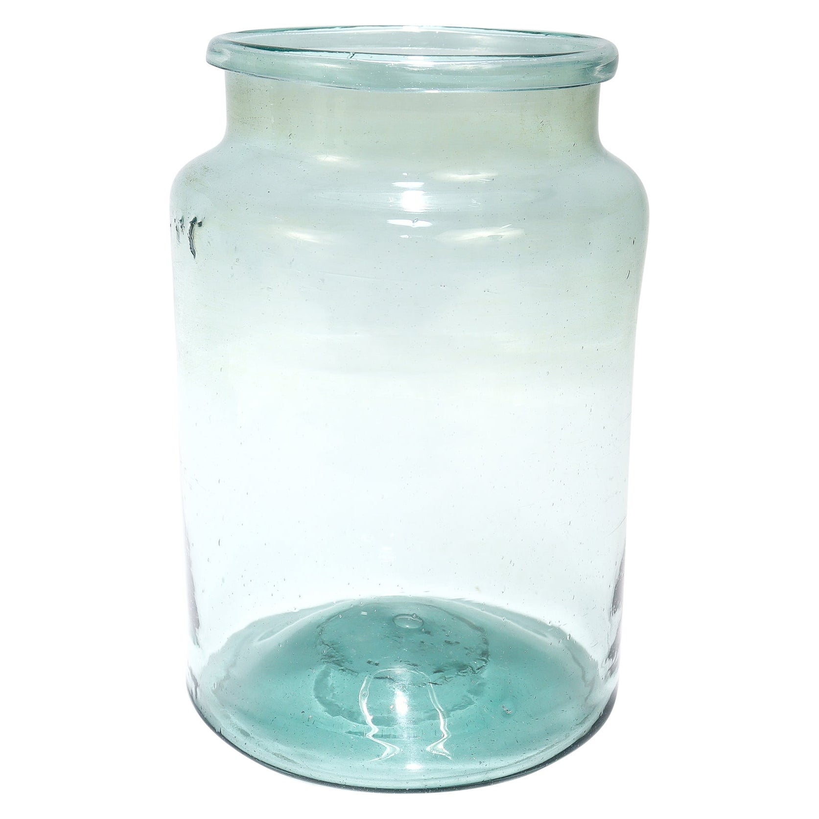 Antique American Green Blown Glass Storage Jar or Vessel For Sale