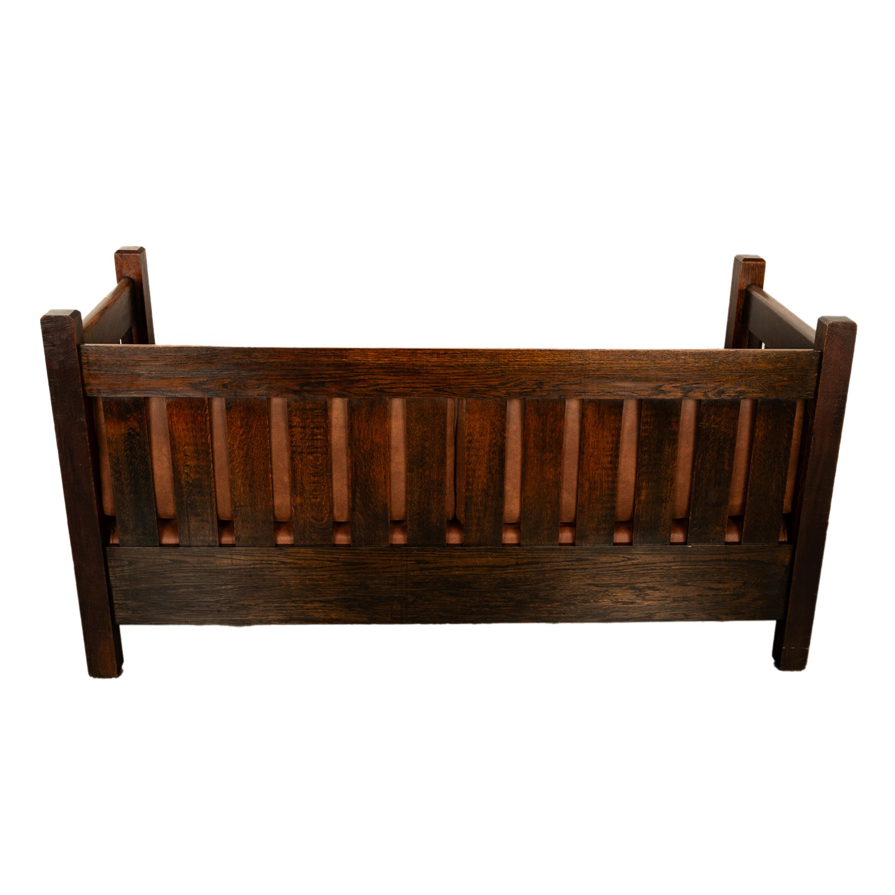 Antique American Gustav Stickley #173 Even Arm Mission Oak Settle Sofa 1902 4
