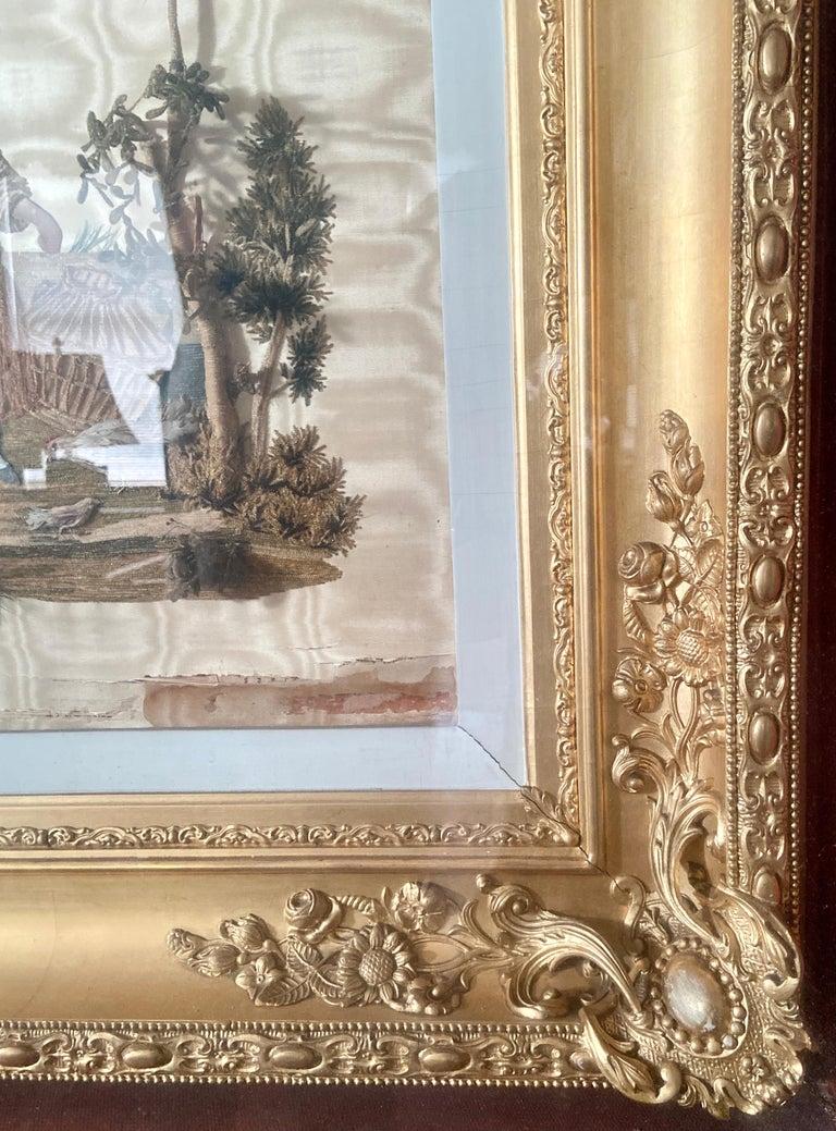 Antique American Hand-Embroidered Three Dimensional Paintings, Circa 1820 In Good Condition For Sale In New Orleans, LA