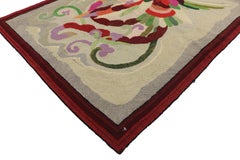 Antiker amerikanischer handgehäkelter Papagei-Wandteppich im MCM-Volkskunststil