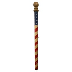 Antique American Handpainted Wooden Barber Pole
