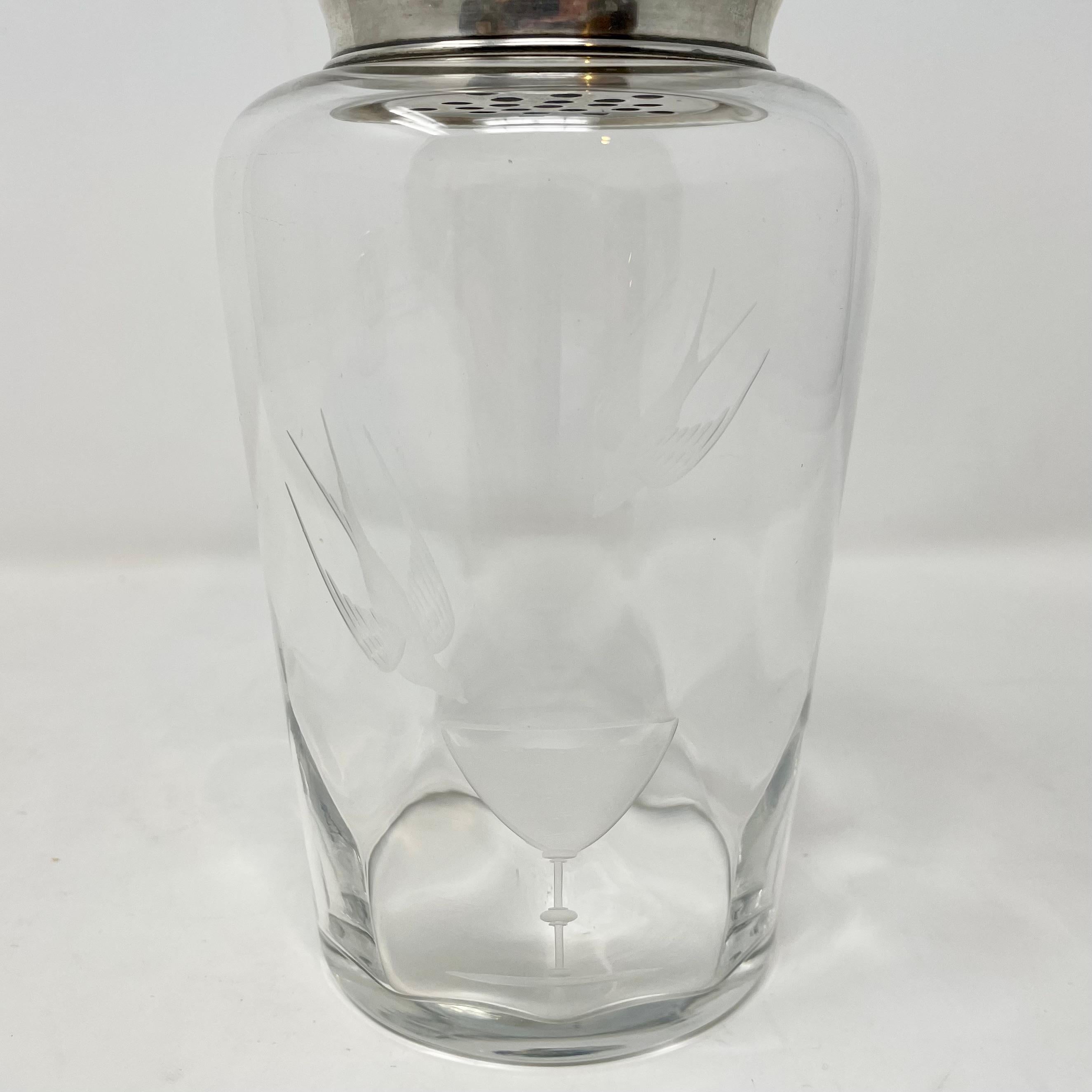 Antiker amerikanischer Cocktailshaker „Hawkes“ aus Sterlingsilber und geschliffenem Kristall, ca. 1920 im Angebot 1