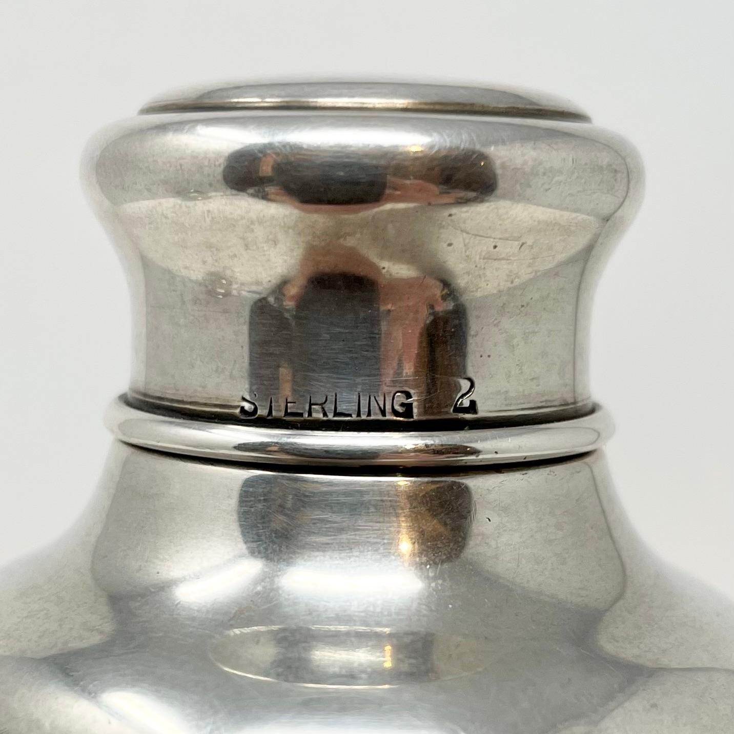 Antiker amerikanischer Cocktailshaker „Hawkes“ aus Sterlingsilber und geschliffenem Kristall, ca. 1920 im Angebot 2