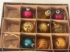 Antique American Holiday Ornaments in Box