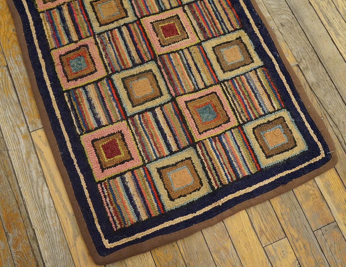 1930s Geometrical American Hooked Rug ( 2' x 3'5