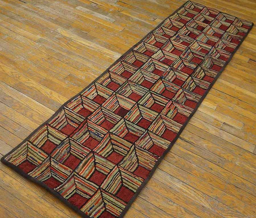Antique American Hooke rug. Size: 2'2