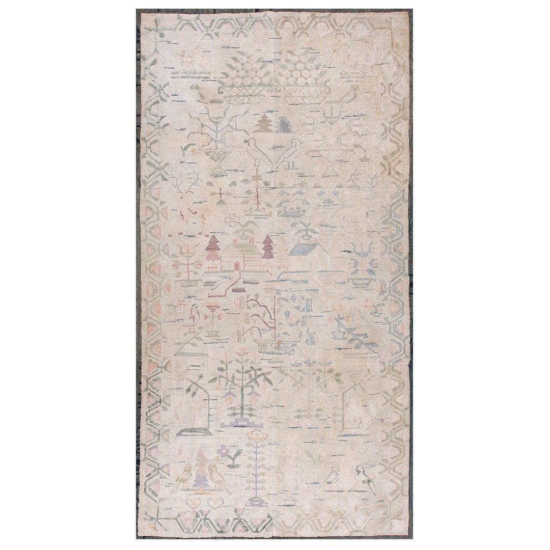  Early 20th Century Scenic American Hooked Rug ( 5" x 10'8" - 196 x 325 ) For Sale
