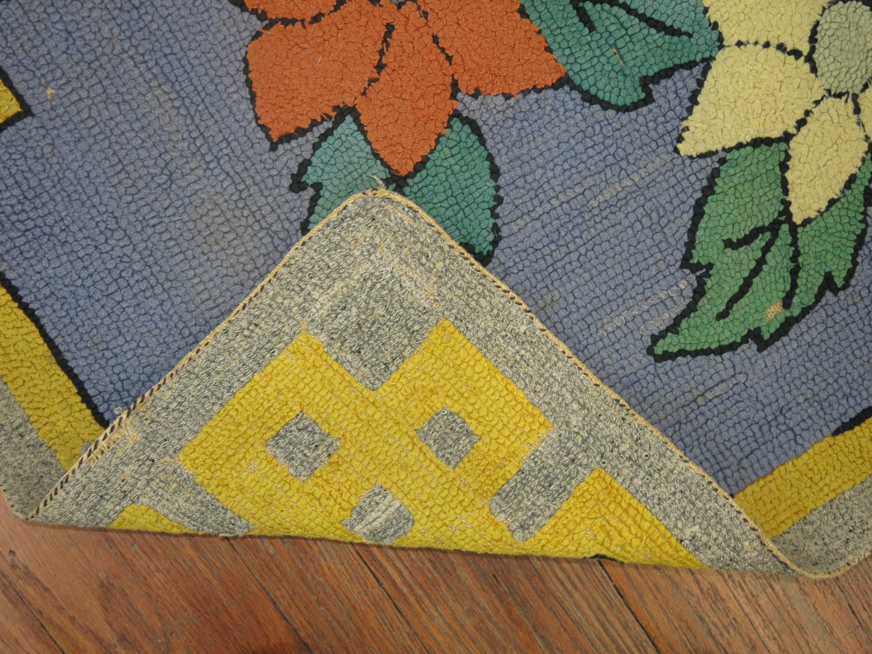 Country Antique American Hooked Mat Size Rug