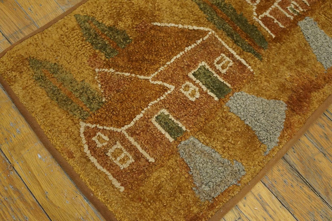 Early 20th Century Scenic  American Hooked Rug ( 1'6'' x 2'9'' - 46 x 84 ) 5