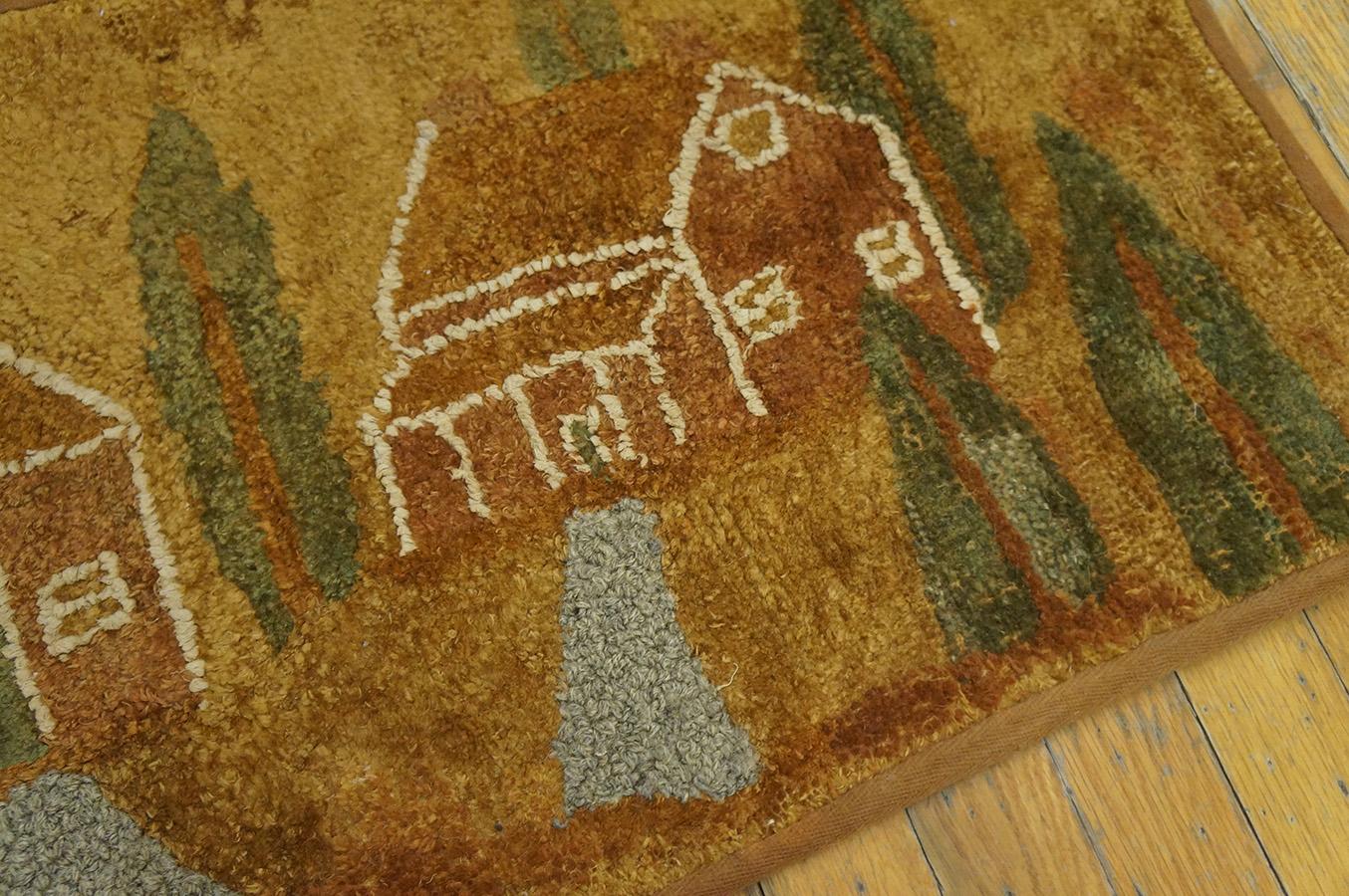 Early 20th Century Scenic  American Hooked Rug ( 1'6'' x 2'9'' - 46 x 84 ) 8