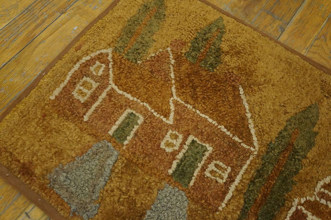Early 20th Century Scenic  American Hooked Rug ( 1'6'' x 2'9'' - 46 x 84 ) 4