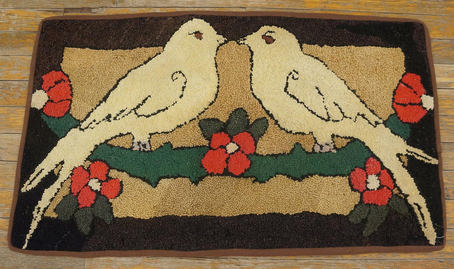 Antique American Hooked rug, size; 1' 7'' x 2' 10''.