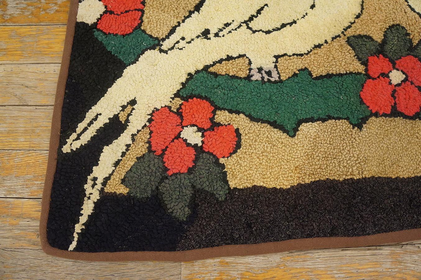 Antique American Hooked Rug 1' 7''x2' 10'' In Good Condition For Sale In New York, NY