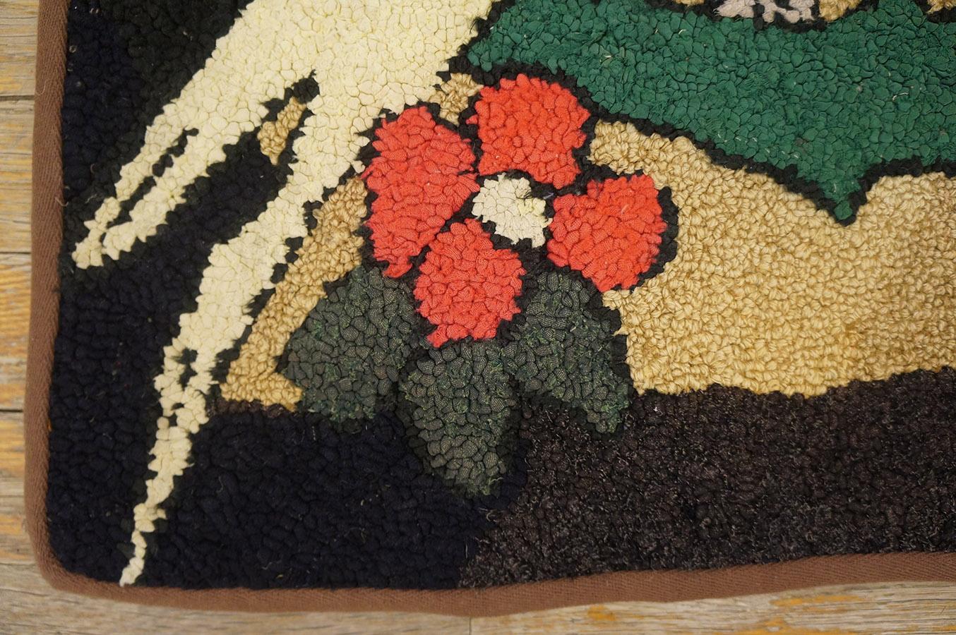Lana Tappeto antico americano uncinato 1' 7''x2' 10'' in vendita