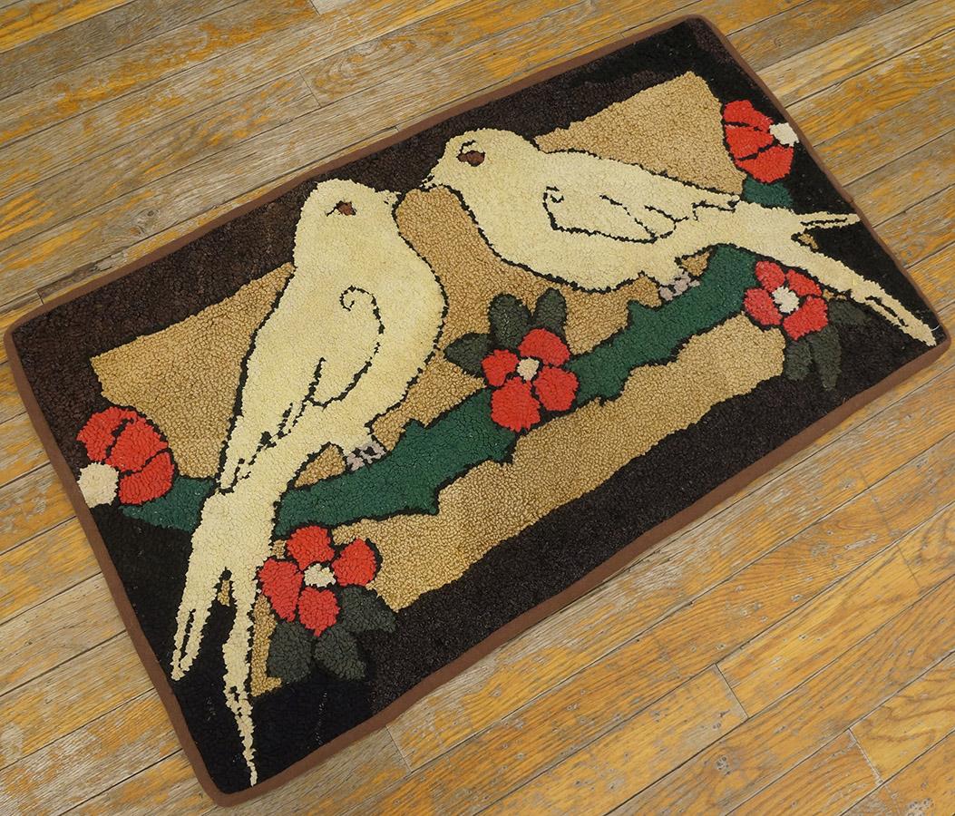 Antique American Hooked Rug 1' 7''x2' 10'' For Sale 3