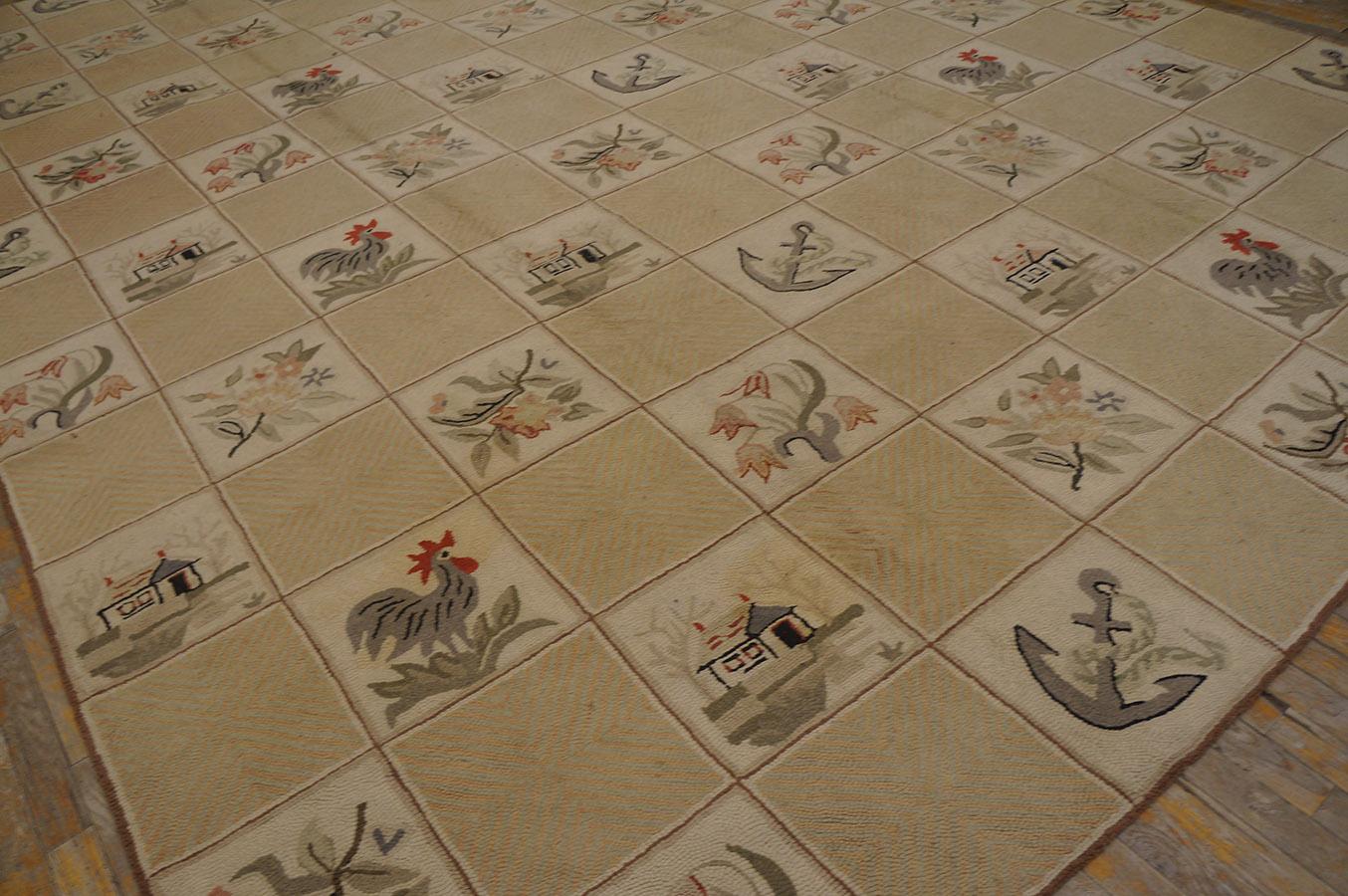 Tissé à la main Ancien tapis américain à capuche 10'0