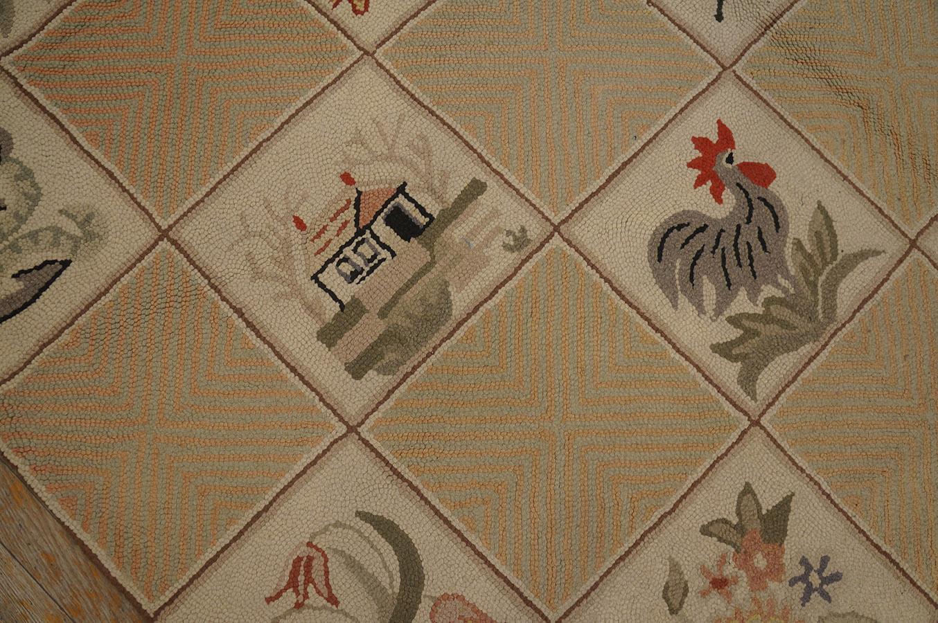 Début du 20ème siècle Ancien tapis américain à capuche 10'0