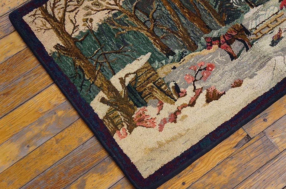 Mid-20th Century Mid 20th Century Pictorial American Hooked Rug (  1'10