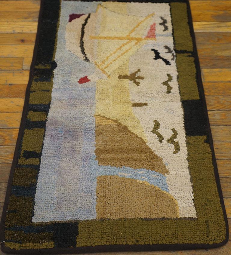 Antique American hooked rug, size: 1'10