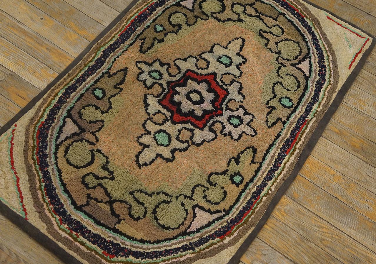 Antique American Hooked Rug, Size: 1'10
