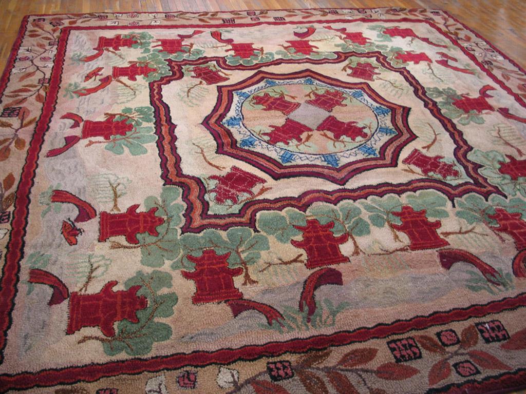 Mid-20th Century Antique American Hooked Rug 11' 6
