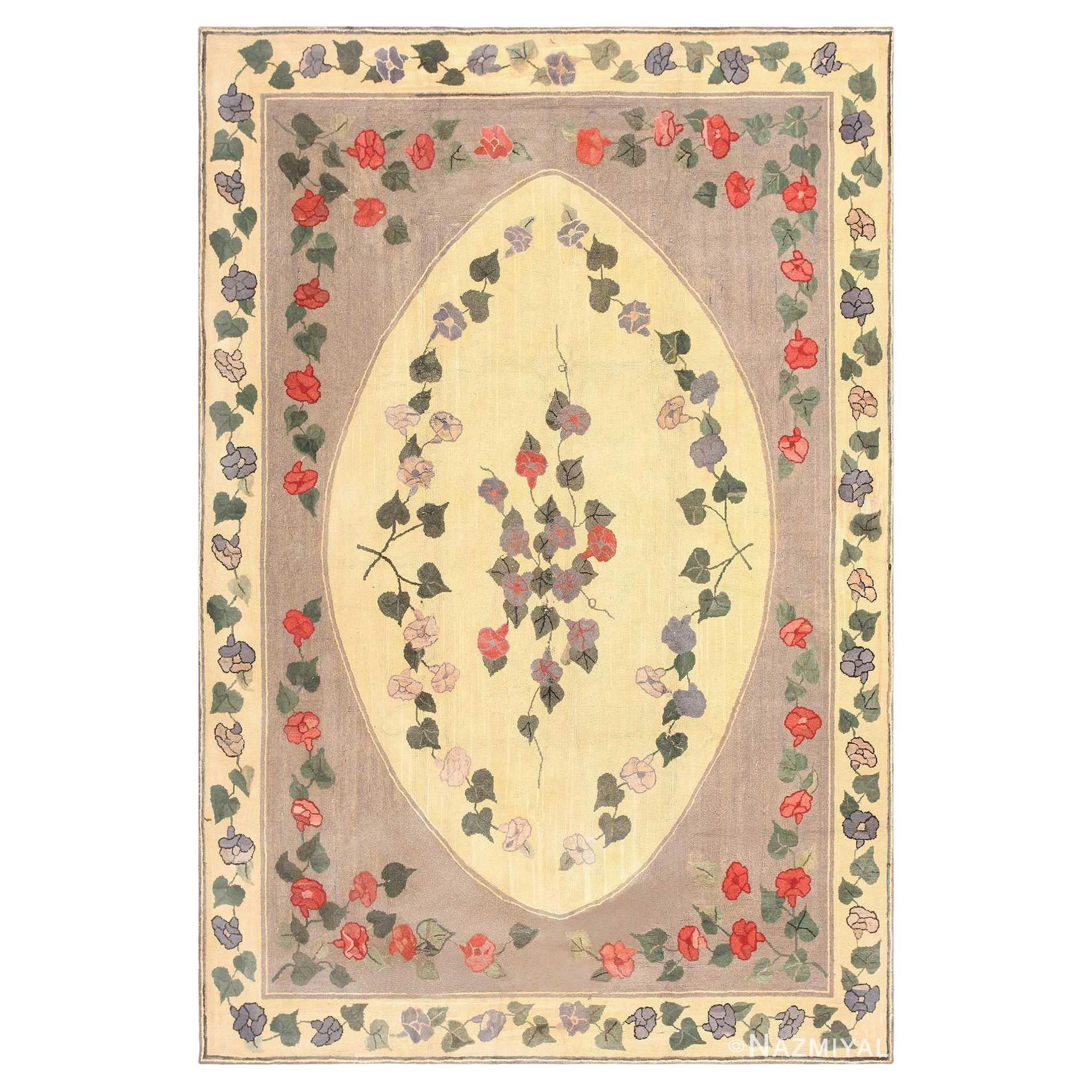Antique American Hooked Rug, circa 1920's For Sale