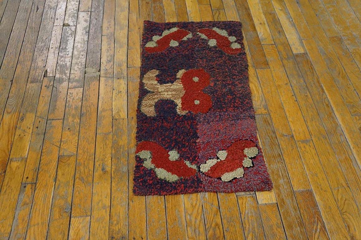 Antique American Hooked rug, Size: 1'6