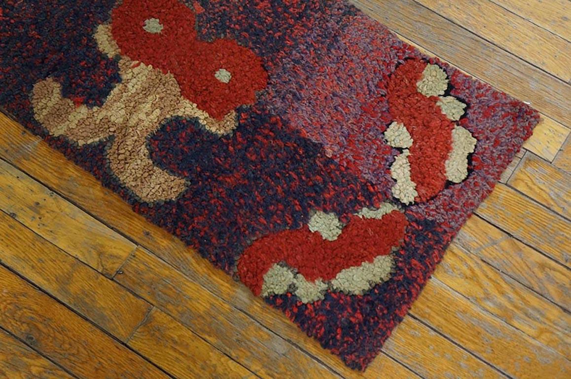 Hand-Woven Antique American Hooked Rug 1' 6