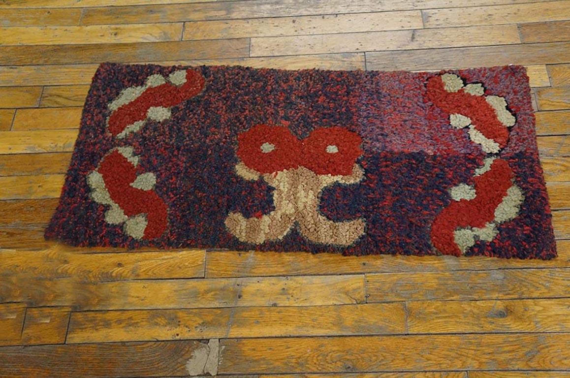 Antique American Hooked Rug 1' 6